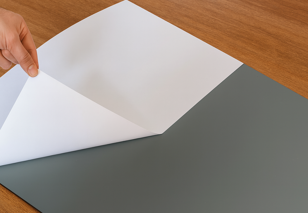 Illustration of safety backing on a mirror