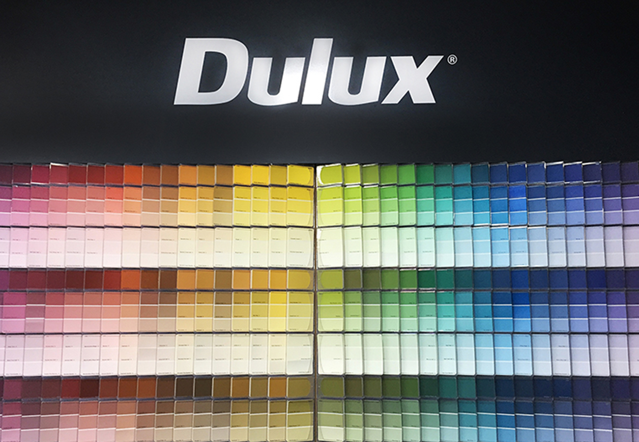 A display of many colour swatches